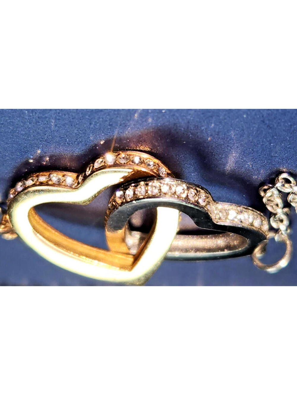 Interlocking Heart Sterling Two Tone W/Pave CZ Promise Necklace
